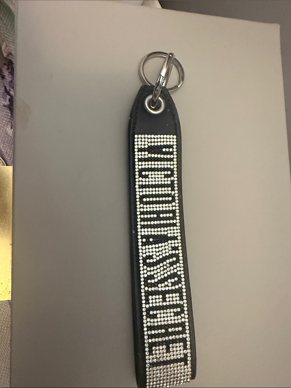 Victoria's Secret Black Crystal Logo Key Fob